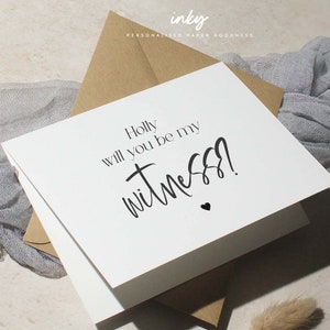 Carte Serez-vous mon témoin, Carte de mariage, Carte de proposition pour un mariage, Proposition de témoin, Soyez le nôtre, personnalisée, Avec nom