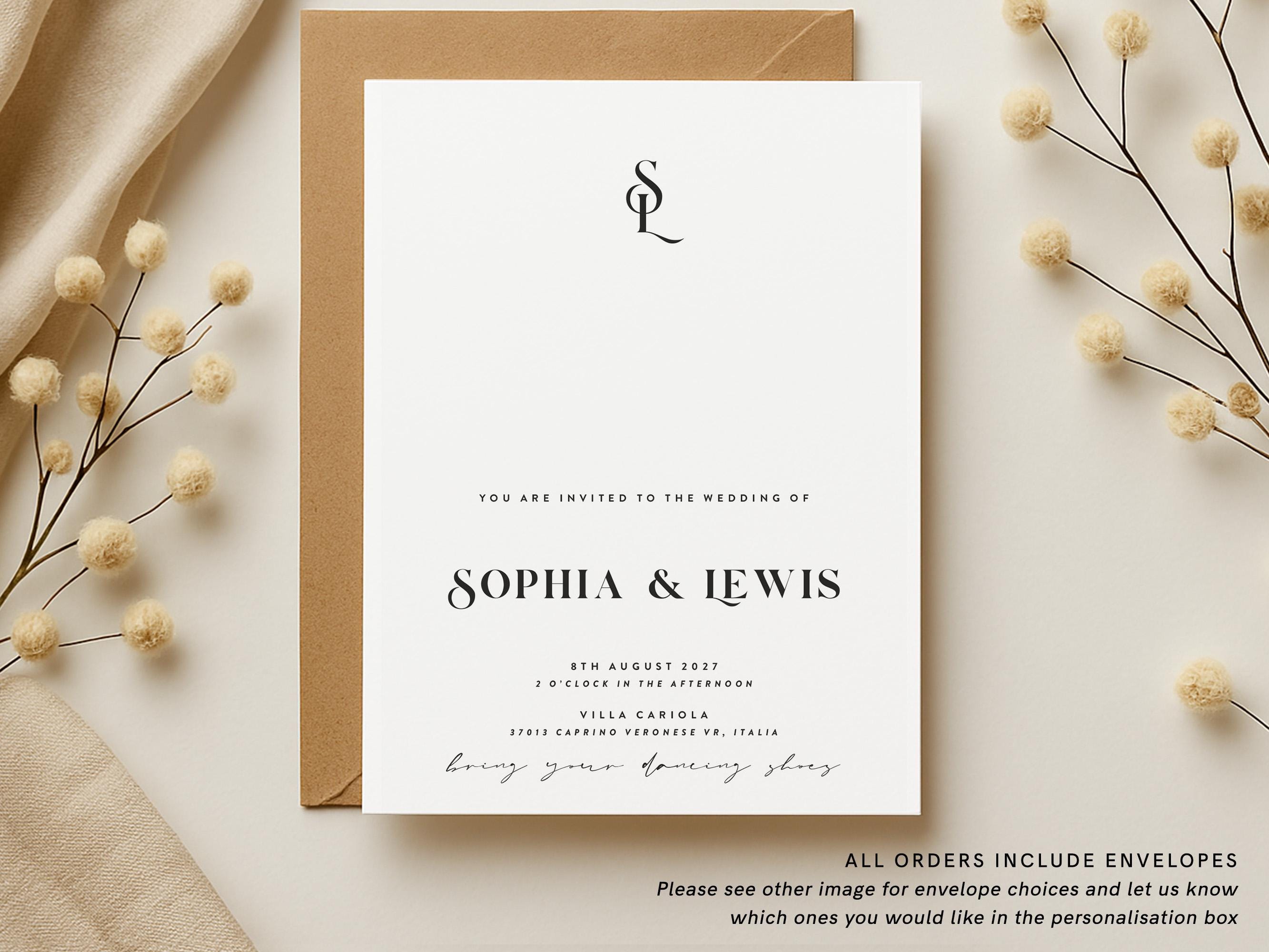 Modern Wedding Invitation, Postcard Wedding Invites, Simple Wedding ...