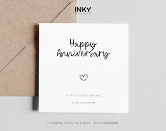 Custom Anniversary Card - Personalized Names, Kraft Envelope