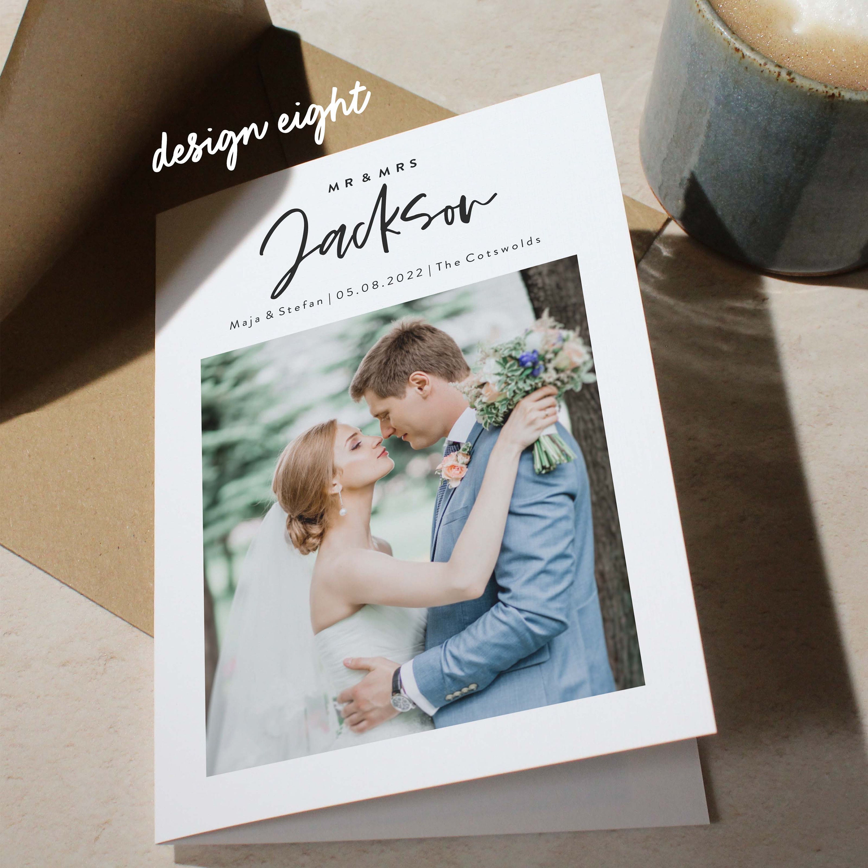 Photo Wedding Thank You Cards With Envelopes, Folded Card - Etsy