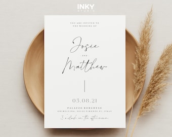 Modern Postcard Wedding Invitation, Stylish Stationery