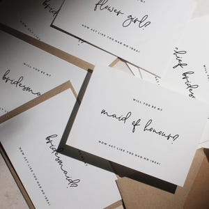 Carte de proposition de demoiselle d'honneur, N'importe quel rôle, Carte de mariage, Carte de proposition de mariage, Rôles personnalisés, Enveloppes incluses