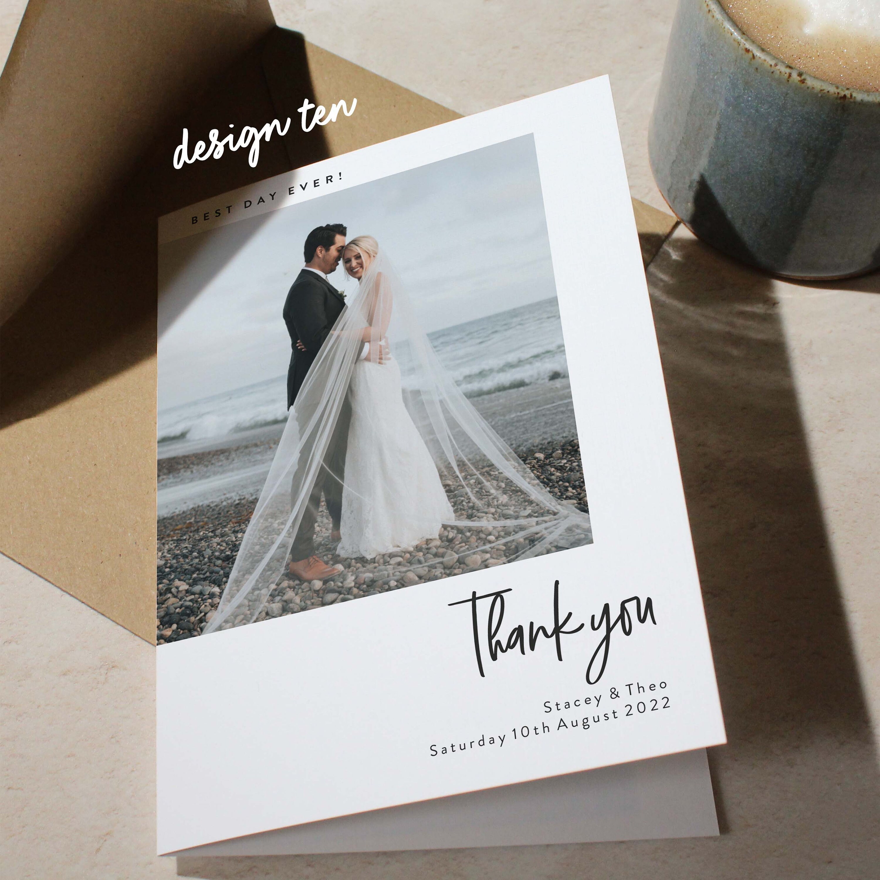 Photo Wedding Thank You Cards With Envelopes, Folded Card - Etsy