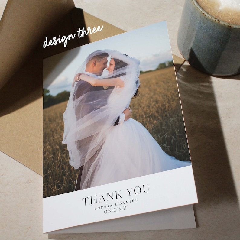 Wedding Thank You Cards Folded Photo Thank You Cards Simple - Etsy UK