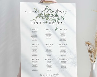 Custom Wedding Seating Chart Sign, Minimalist Design