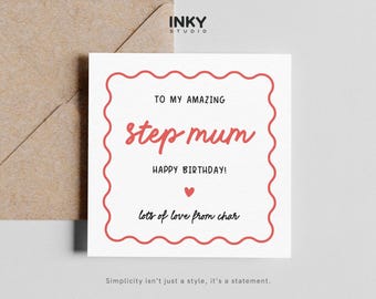 Step Mum Birthday Card, Birthday Card for Step Mum, Happy Birthday Step Mum Card, Stepmother Birthday Card, Cute Step Mum Card