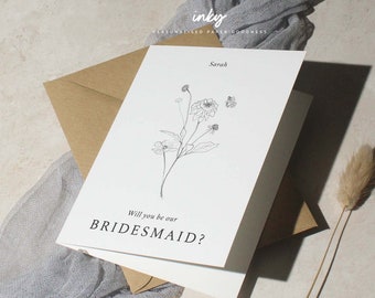 Will You Be My Bridesmaid Card, Wedding Card, Proposal Card For Wedding, Bridesmaid Proposal Card, With You Be Our, Personalised, With Name