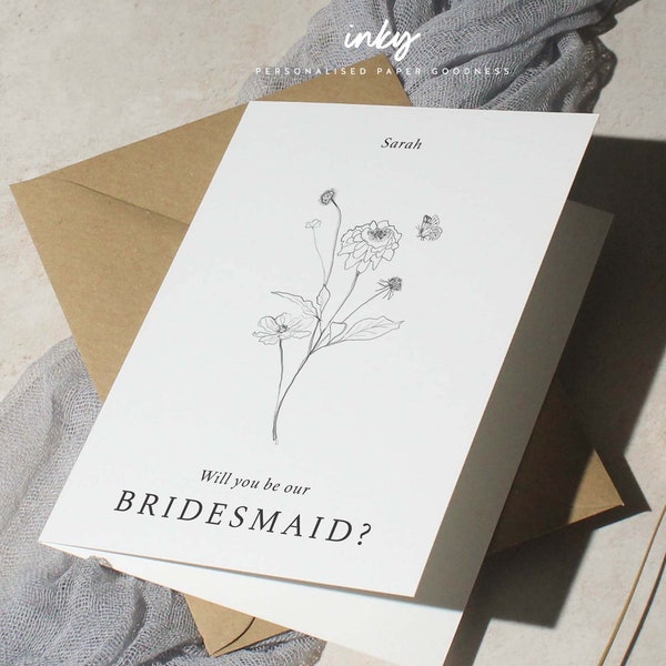 Will You Be My Bridesmaid Card, Wedding Card, Proposal Card For Wedding, Bridesmaid Proposal Card, With You Be Our, Personalised, With Name