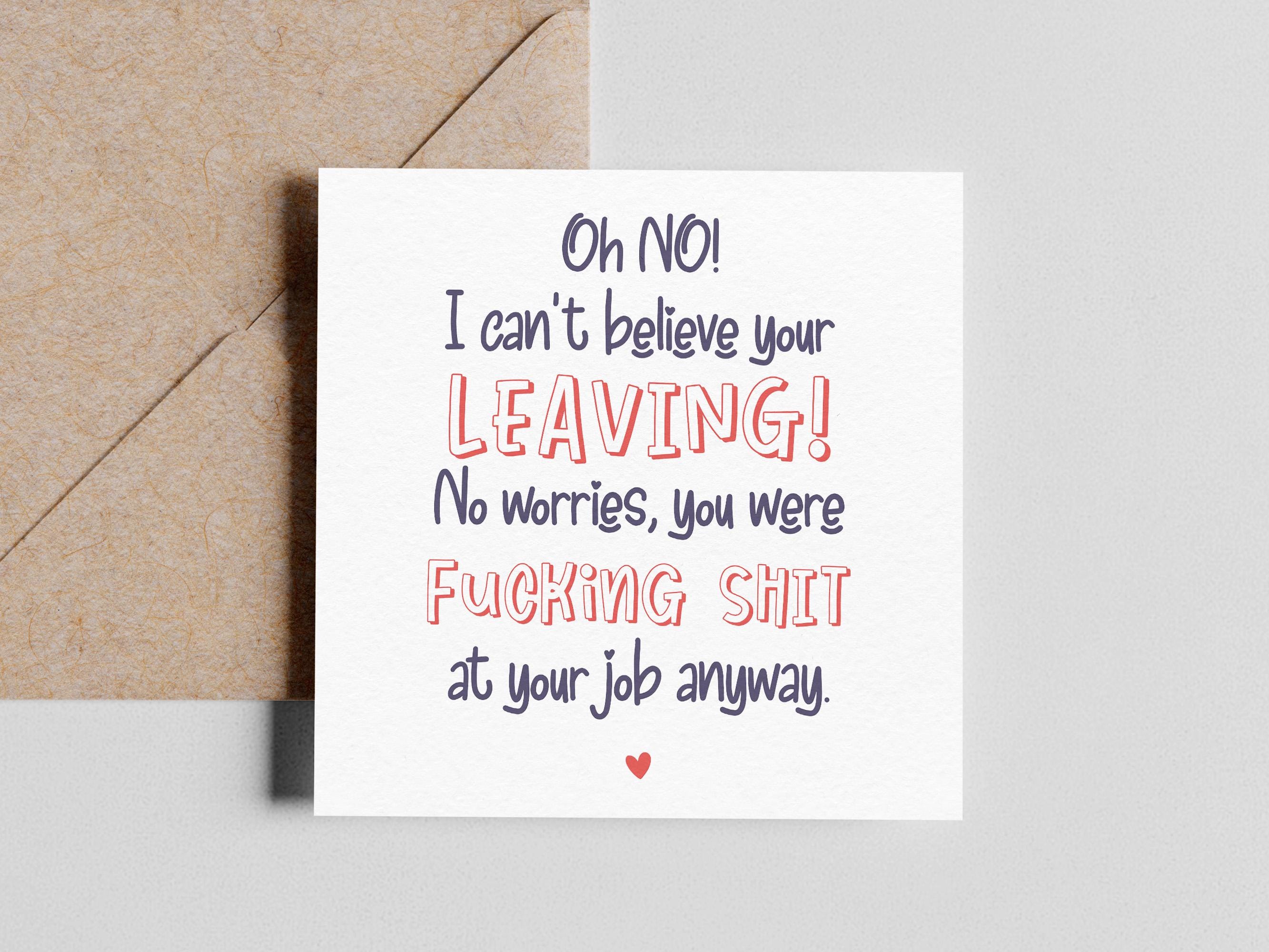 Funny Leaving Card, Rude Leaving Card, Offensive Farewell Card, Work ...