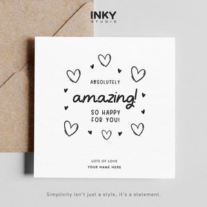 So Happy for You Karte Angepasst von Ihrem Namen, Grußkarte zum Feiern, Karte für Sie und Ihn, Nette Karte Herzlichen Glückwunsch