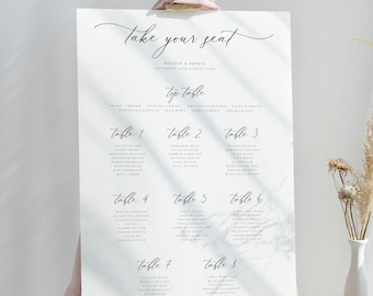 Custom Wedding Seating Chart Sign, Minimalist Table Plan