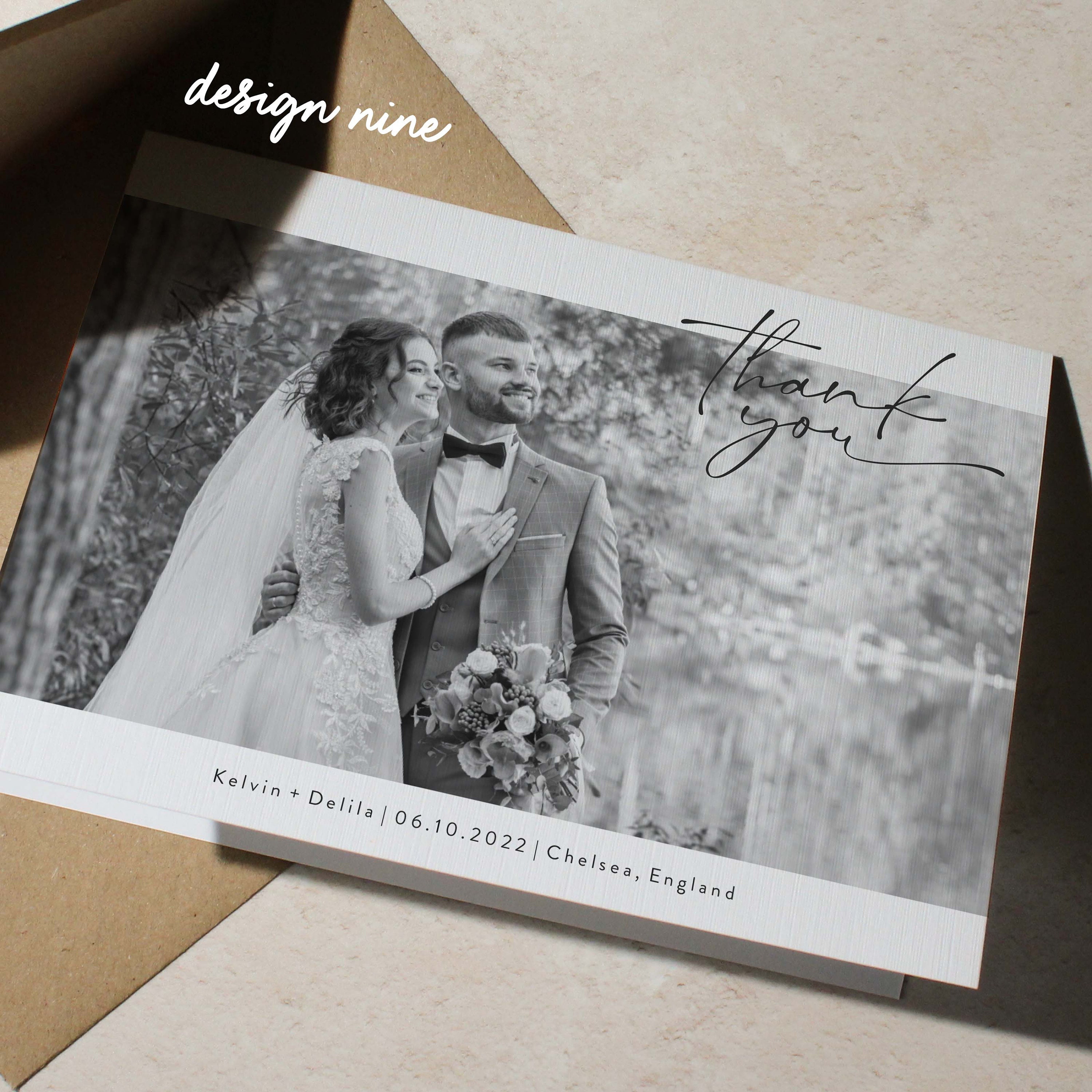 Photo Wedding Thank You Cards With Envelopes, Folded Card - Etsy