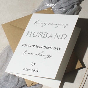 À mon mari le jour de notre mariage, carte de vœux, carte de fiançailles personnalisée, cartes de fiançailles pour un ami, félicitations, meilleur ami, couples