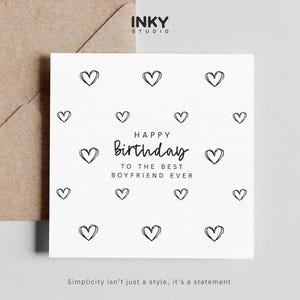 Boyfriend Happy Birthday Card - Fully Customised Card, Greeting Card for Birthday, Card for Him, Simple Card, Personalised