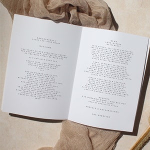 Personalized Wedding Ceremony Order of Service Booklet, Minimalist ...