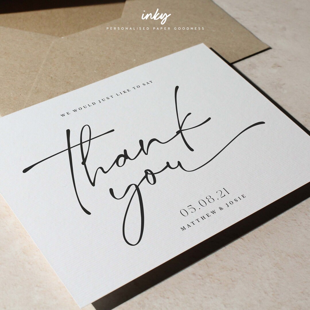 Minimalist Wedding Thank You Cards, Personalized A6 Postcard - Etsy
