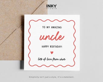 Uncle Birthday Card, Birthday Card for Uncle, Happy Birthday Uncle Card, Cute Uncle Birthday Card, Personalised Uncle Card