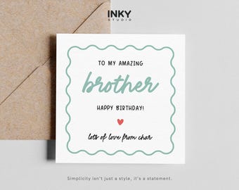 Brother Birthday Card, Birthday Card for Brother, Happy Birthday Brother Card, Cute Brother Birthday Card, Personalised Brother Card