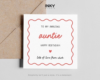 Auntie Birthday Card, Birthday Card for Auntie, Happy Birthday Auntie Card, Cute Auntie Birthday Card, Personalised Auntie Card