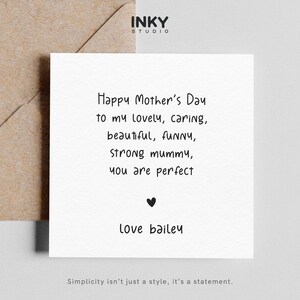 Tarjeta para mamá hermosa, cariñosa y encantadora: tarjeta personalizada, tarjeta de felicitación para el día de la madre, tarjeta para mamá, tarjeta para ella, tarjeta simple, personalizada