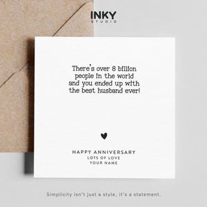 Happy Anniversary Card - Customised Card, Greeting Card for Anniversary, Card for Wife, Best Husband Ever Card, Simple Card, Funny Card