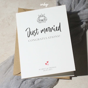 Just Married - Mr and Mrs Wedding Card, Cute Wedding Card, Congratulations Wedding Card, Custom Wedding Card, The Big Day Card, Announcement