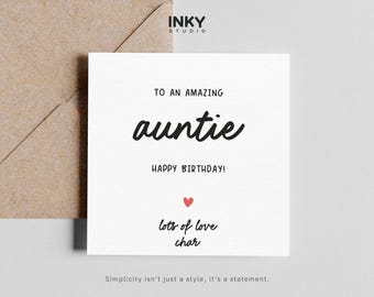 Auntie Birthday Card, Birthday Card for Auntie, Happy Birthday Auntie Card, Cute Auntie Birthday Card, Card for Auntie