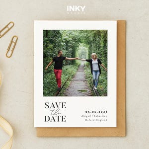 Save The Date Postcard, Modern Save The Date With Photo, Wedding Save The Dates, Simple Save The Date Cards Includes Envelopes