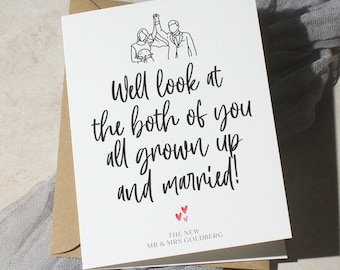 Funny Wedding Congratulations Card, All Grown Up, Personalized