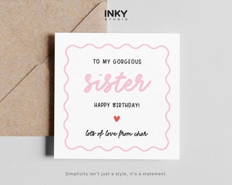 Sister Birthday Card, Birthday Card for Sister, Happy Birthday Sister Card, Cute Sister Birthday Card, Personalised Sister Card