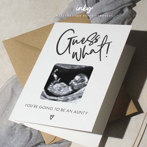 Tarjeta de anuncio de embarazo para la tía, tu futuro bebé, adivina qué, papá, tía, niñera, abuelo, tarjetas sorpresa de bebé en camino