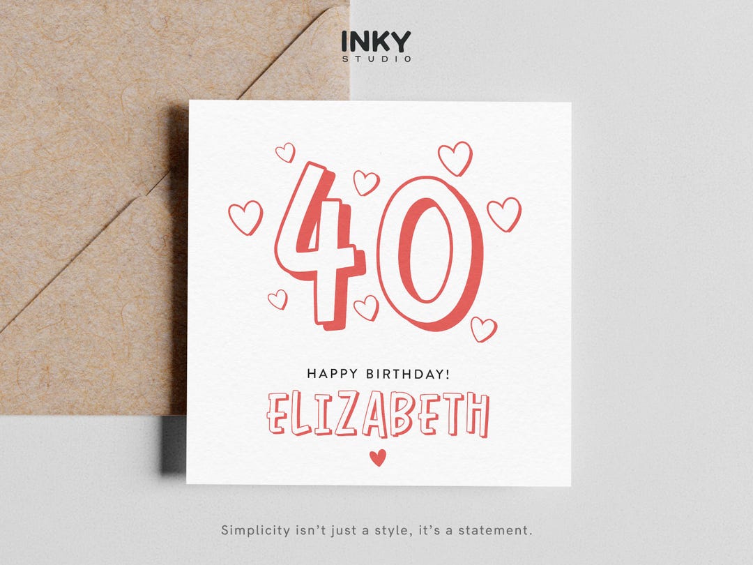 Personalised 40th Birthday Card, Custom Name 40 Birthday Card, 40 ...