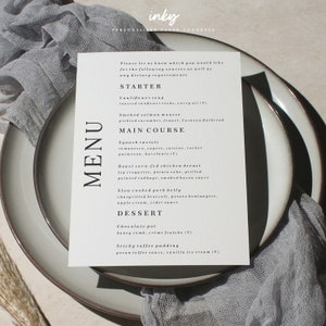 Individuelles Hochzeitsmenü, Modernes Hochzeitsmenüs, Menükarte, Hochzeit, Postkarten-Hochzeitsmenüs, Stilvolles Menü-Briefpapier, Elegantes Hochzeitsmenü, Hochzeit
