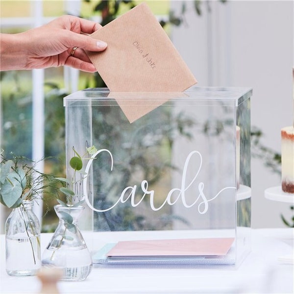 Boîte pour cartes de mariage en acrylique transparent