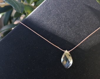 Joyful Oregon Sunstone Floating Gemstone Necklace Handmade with Love, Minimalist, Dainty, Gift for Her, Rare Stone, Flame, Sun, Celestial