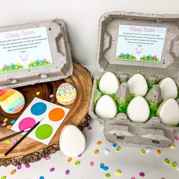 Printable Easter  Paint Your Own Cookie Instructions, Egg Carton PYO Card, 4"x3" PYO Instructions Card