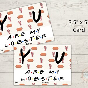 Printable Valentine&#39;s Day Mini Cookie Card 3.5 x 5 - You are my lobster, Friends, Lobster