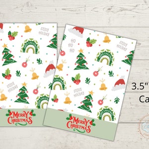 Printable Christmas Mini Cookie Card 3.5 x 5 - Christmas Tree Cookie Card, Instant Download, Merry Christmas Card