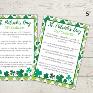 Printable St. Patrick&#39;s Day DIY Cookie Kit Instructions, DYI Cookie Kit Card -  5 x 7