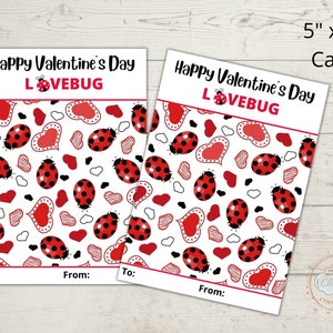 Printable Valentine&#39;s Day Cookie Card 5 x 7 - Happy Valentine&#39;s Day Lovebug