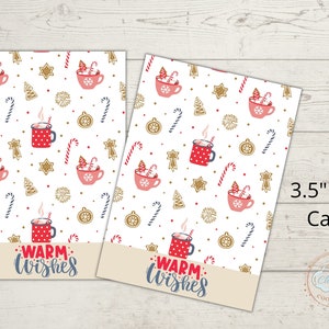Afdrukbare kerst Mini Cookie Card 3,5 x 5 - Warm Wishes Cookie Card, Instant Download, Merry Christmas Card