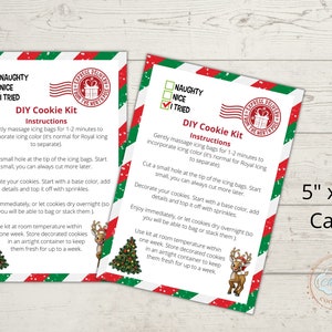 Printable Christmas DIY Cookie Kit Instructions Card, DYI Cookie Kit Card,  5 x 7 Cookie Card, Instant Download