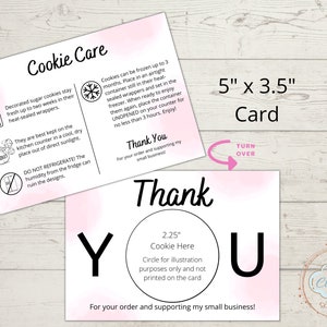 Cookie Care Card, Cookie Care Instructions, Bakery Care Guide, Biscuits Instructions, Printable 3.5" x 5" Card