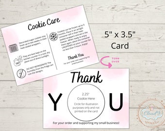 Cookie Care Card, Cookie Care Instructions, Bakery Care Guide, Biscuits Instructions, Printable 3.5" x 5" Card