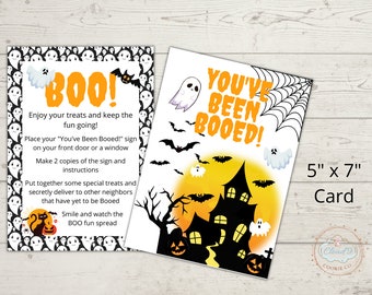 You've Been Booed Card, You've Been Booed Printable, Boo Card, Boo your neighbors, You've Been Booed Instructions, Printable 5" x 7" Card