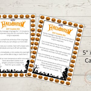 Printable Halloween DIY Cookie Kit Instructions, DYI Cookie Kit Card -  5 x 7 Instand Download