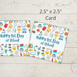 Feliz 1er día de tarjeta escolar, Etiquetas de regalo de regreso a la escuela, Etiqueta de galleta, Etiqueta imprimible, Tarjeta de regreso a la escuela, Tarjeta de galleta, Etiqueta cuadrada
