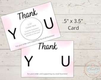 Thank you Card, Cookie Card, Thank you Cookie Card, Thank you for your order card, Printable 3.5" x 5" Card