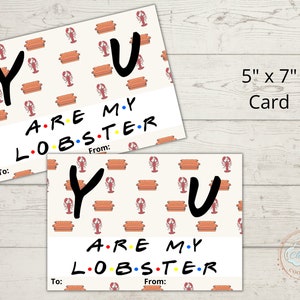 Printable Valentine&#39;s Day Cookie Card 5x7 - You are my lobster, Friends, Lobster