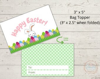 Topper de bolsa de galletas de Pascua imprimible, 3"x5" (3"x2.5" cuando está plegado) - Topper de bolsa de galletas de Pascua feliz
